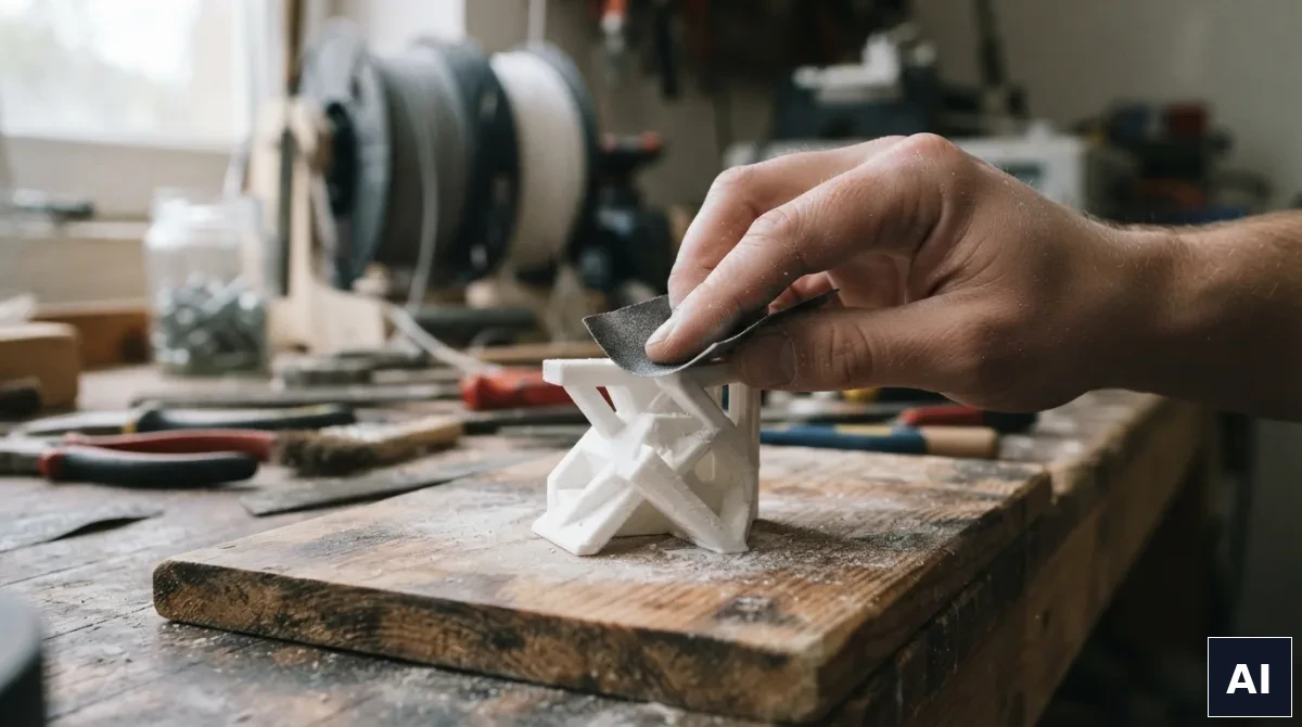 Szlifowanie wydruku 3D papierem ściernym w celu wygładzenia powierzchni